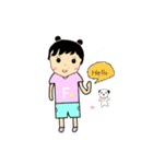 Little girl＆Cute dog（個別スタンプ：1）