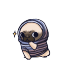 Mysterious hoodie pug dog ChaCha（個別スタンプ：1）