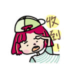 Facial expression of red-haired girl（個別スタンプ：14）