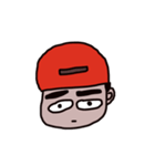 man who has crude eyebrows with red cap（個別スタンプ：1）