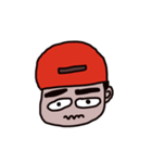 man who has crude eyebrows with red cap（個別スタンプ：6）