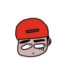 man who has crude eyebrows with red cap（個別スタンプ：8）