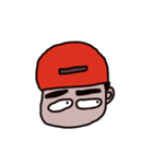 man who has crude eyebrows with red cap（個別スタンプ：9）