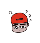 man who has crude eyebrows with red cap（個別スタンプ：11）