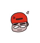 man who has crude eyebrows with red cap（個別スタンプ：12）