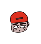 man who has crude eyebrows with red cap（個別スタンプ：13）