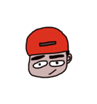 man who has crude eyebrows with red cap（個別スタンプ：19）