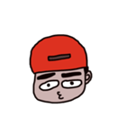 man who has crude eyebrows with red cap（個別スタンプ：21）