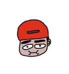 man who has crude eyebrows with red cap（個別スタンプ：24）