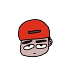 man who has crude eyebrows with red cap（個別スタンプ：25）