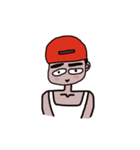 man who has crude eyebrows with red cap（個別スタンプ：28）