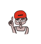 man who has crude eyebrows with red cap（個別スタンプ：30）