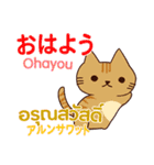 猫あいさつ タイ語日本語（個別スタンプ：1）