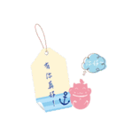 Pink cat and bird's greeting（個別スタンプ：5）