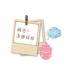 Pink cat and bird's greeting（個別スタンプ：22）