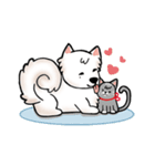 Peach samoyed Dog ＆ Osw Cat（個別スタンプ：3）