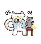 Peach samoyed Dog ＆ Osw Cat（個別スタンプ：18）