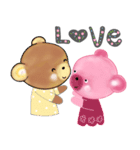 Pink and brown bear lover（個別スタンプ：1）