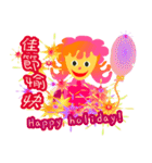 stickers of colorful girl（個別スタンプ：17）