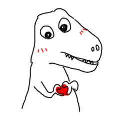 [LINEスタンプ] The dinosaur is being late.