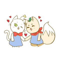 [LINEスタンプ] Lantern Cat ＆ Leaf Fox