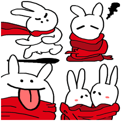 [LINEスタンプ] 赤マフラーうさぎ 日常でつかえる