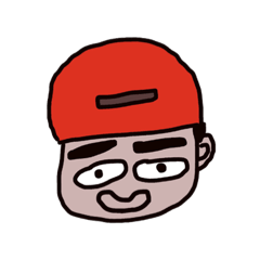 [LINEスタンプ] man who has crude eyebrows with red cap