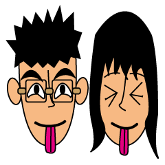 [LINEスタンプ] 男性と学生の姉妹眼鏡