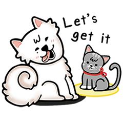 [LINEスタンプ] Peach samoyed Dog ＆ Osw Cat