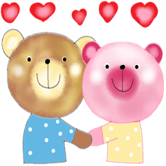 [LINEスタンプ] Pink and brown bear lover