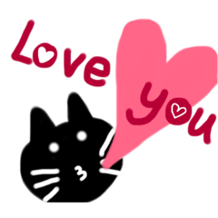 [LINEスタンプ] black cat and dog