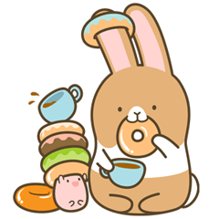 [LINEスタンプ] Mokatokki Coffee Rabbit 3の画像（メイン）