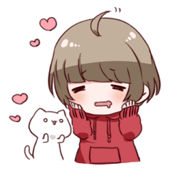 [LINEスタンプ] パーカー少女とねこ