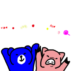 [LINEスタンプ] Blue bear and pig