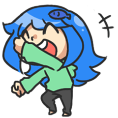 [LINEスタンプ] Blue Fish Boom Boom Boom！