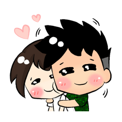 [LINEスタンプ] GownnGun : Army and his white lady