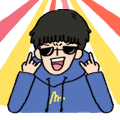 [LINEスタンプ] Blue Hoodie boy